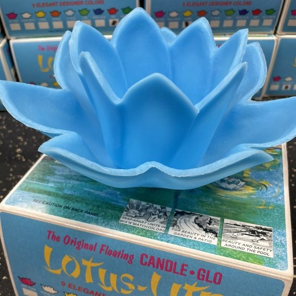 4 Vtg Lotus Lite Candle Glo Floating Pool Candles Tiki MCM Red Orange Blue White - Picture 5 of 11